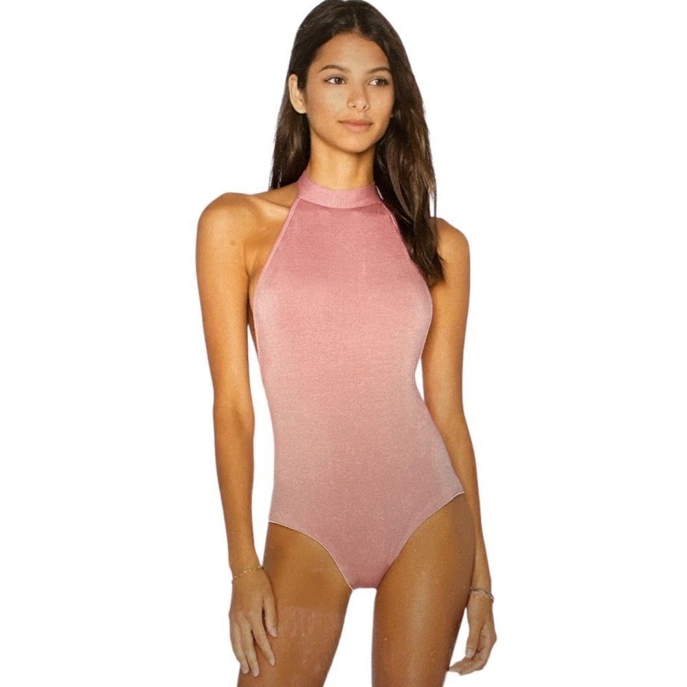 CLAYTON/REVOLVE Women’s Gianna Open Back Sleeveless Bodysuit Pink Size Small